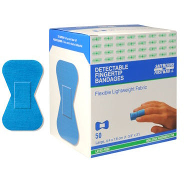 Fabric Detectable Bandages, Fingertip Large, 4.4 x 7.6 cm, Lightweight, 50/Box 03199