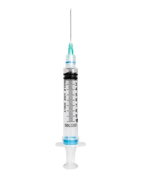 Sol-M Syringe & Needle 10cc 21g X 1.5in Detach Safety 100/box 12 box/case 160072IM.