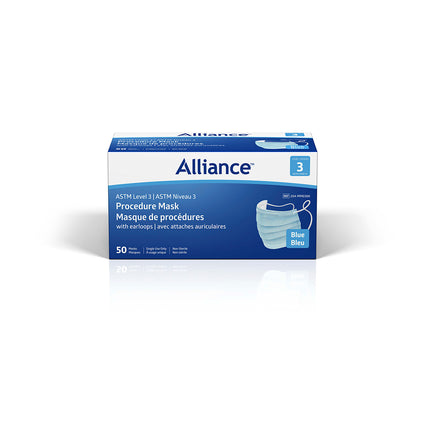 Alliance Level-3 Surgical Face Mask with Ear Loops, Blue, 50/BX, MM0300