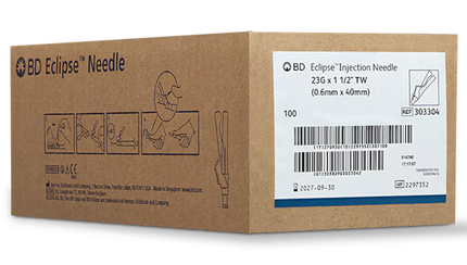 BD Needle Eclipse 23 G x 1 1/2 in. Thin Wall 100 each/box, 12 box/case BD 303304