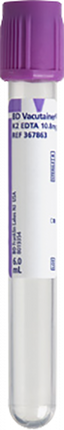 BD  Tube Vacutainer Hemo+13 X 100mm 6ml Lav 100/Box 10Box/Case 367863