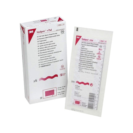3M™ Medipore™ Soft Cloth Surgical Tape, 3-1/2" x 8" 1-3/4" x 6" Sterile, Latex-Free, White 3570-E3