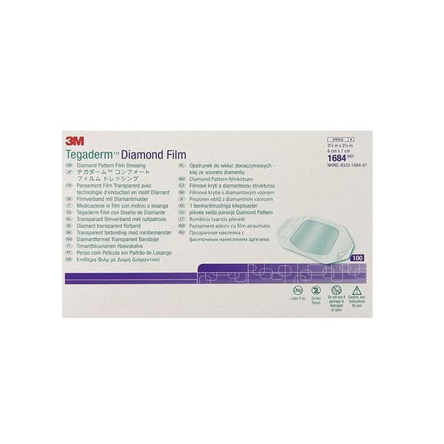 3M (Solventum) Tegaderm Film Dressing, Diamond Pattern 100 each/box, 4 box/case 1684.