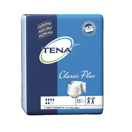 TENA® Classic Plus Incontinence Brief, XL, 60" to 64" Beige 15 each/bag, 4 bag/case 67914