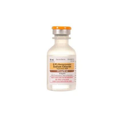 Sodium Chloride 0.9% For Injection 30 ml Vial Bacteriostatic with Preservative,  25/Box, 01966030 / 954433