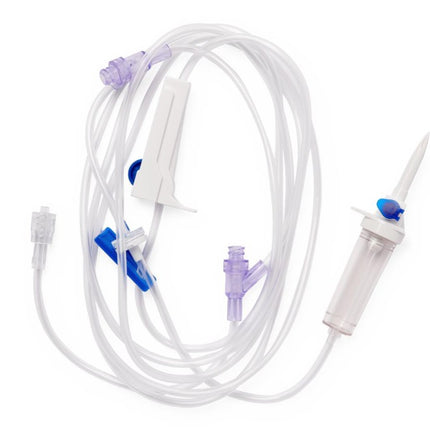 Medline IV Administration Sets with Needle-Free Y-Sites, with 2 Needle-Free Ports, 15 Drop, 108" Long Soft Tubing, 50/CS, DYNDST1512