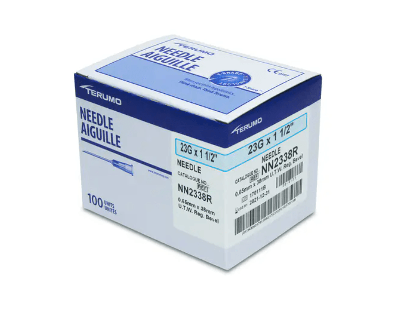 Terumo Hypodermic Needle, Thin Wall, L1-1/2" OD 23GA, 100 each/box, 10 box/case NN-2338R / NN2338R
