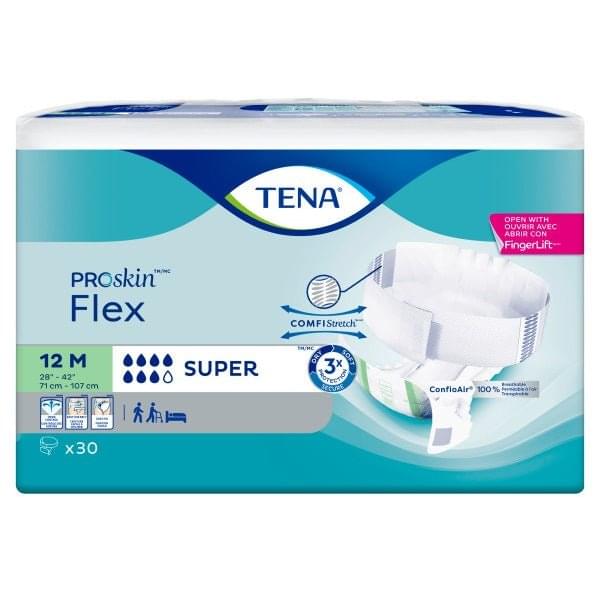 TENA® Flex™ Incontinence Brief, Super Absorbency, Size 12, Medium, 28" to 42" Green 30 each/bag, 3 bag/case 67805 - A Medi Supplies