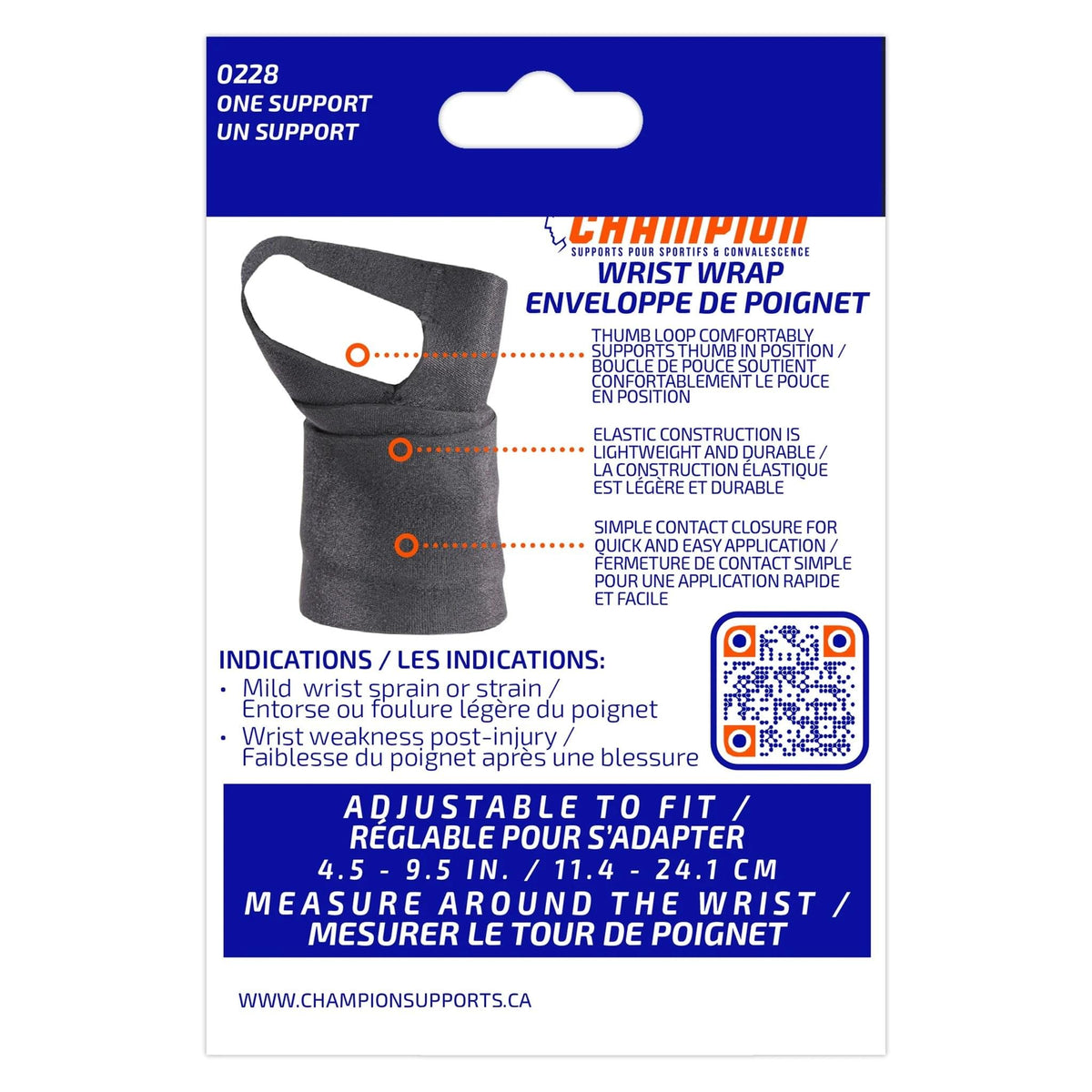 Airway 1 Champion Wrist Wrap One Size 4 1/2" - 9 1/2", 1 Each, 0228 - A Medi Supplies