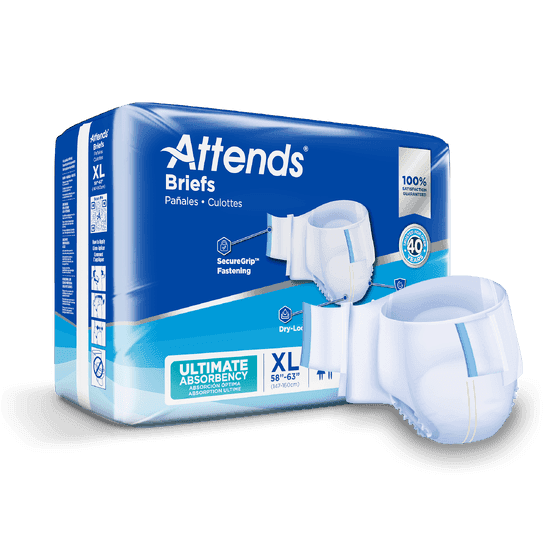 Attends Advanced Briefs, X - LARGE - Waist Size 58" - 63", 3 bags of 20, DDC40 - A Medi Supplies