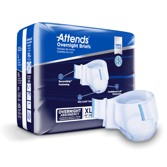 Attends Extended Wear Brief, X - LARGE - Waist Size 58" - 63", 4 bags of 14, DDEW40 - A Medi Supplies