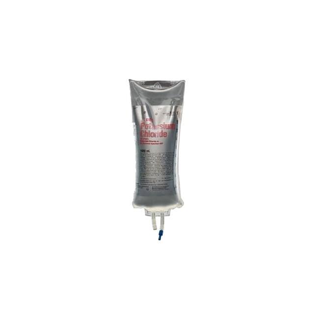 Baxter 20mmol Potassium Chloride in 5% Dextrose and Sodium Chloride Solution, 1000mL, 12 each/case JB1654 - A Medi Supplies