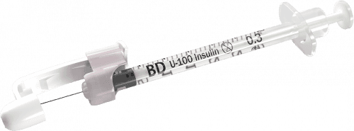 BD SafetyGlide™ Insulin Syringe with Permanently Attached Needle 3/10mL 29GA x 0.5in 100/box 4 Box/case 305935