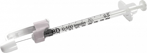 BD SYRINGE & NEEDLE INSULIN 0.5cc x 30 x 8mm TW SAFETY GLIDE 100/box 4 box/case 305934