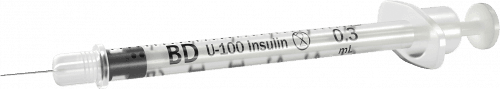 BD Syringe & Needle Insulin 3/10cc 8mm 31Gx5/16in Ultra-fine 100/box 5 Box/case 320440