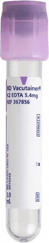 BD Tube Vacutainer Hemo+13 X 75mm 3ml Lav Plbl P56 Plastic; 5.4mg K2EDTA 100/Box 10Box/Case 367856 - A Medi Supplies