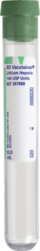 BD Vacutainer® Plus Plasma Tube, Plastic 16 X 100mm 10ml W/lit Hep Grn 100 each/box 367880 - A Medi Supplies