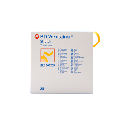 BD Vacutainer® Stretch Tourniquet, Latex-Free, 18" x 1" (2.5 cm x 46 cm), Dispenser Box, 25 each/box, 367209