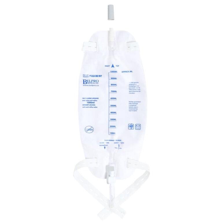 Belpro Medical Leg Bag With Reverse Drain Valve 500mL/800mL/1000mL, 50 each/case - A Medi Supplies