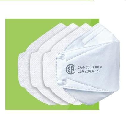 CANADAMASQ Q100 Ear Loop, Flat - fold Style CA N95 Respirator Mask, Individually Wrapped Lrg 50 each/box, 10 box/case CMQL3W - A Medi Supplies