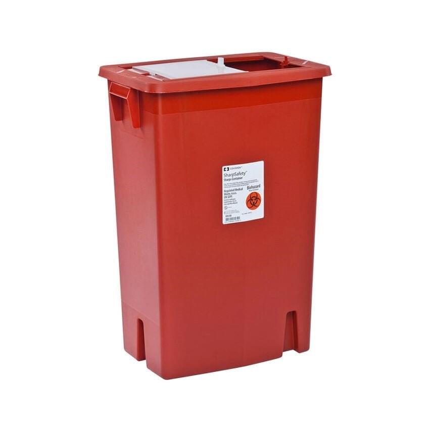 Cardinal Health Monoject™ PGII Rated Large Volume Sharps Container with Sliding and Sealing Gasket Lid, Red, 8GL, Height 17.75", 1 each, 8980S - A Medi Supplies