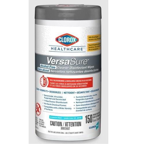Clorox VersaSure® Alcohol - Free Cleaner Disinfectant Wipes, 150 ct. canister (15 cm x 13 cm), 01686 - A Medi Supplies