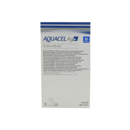 Convatec AQUACEL® Ag+ Ribbon™ Wound Dressing, W2cm x L45cm 5 each/box 413571