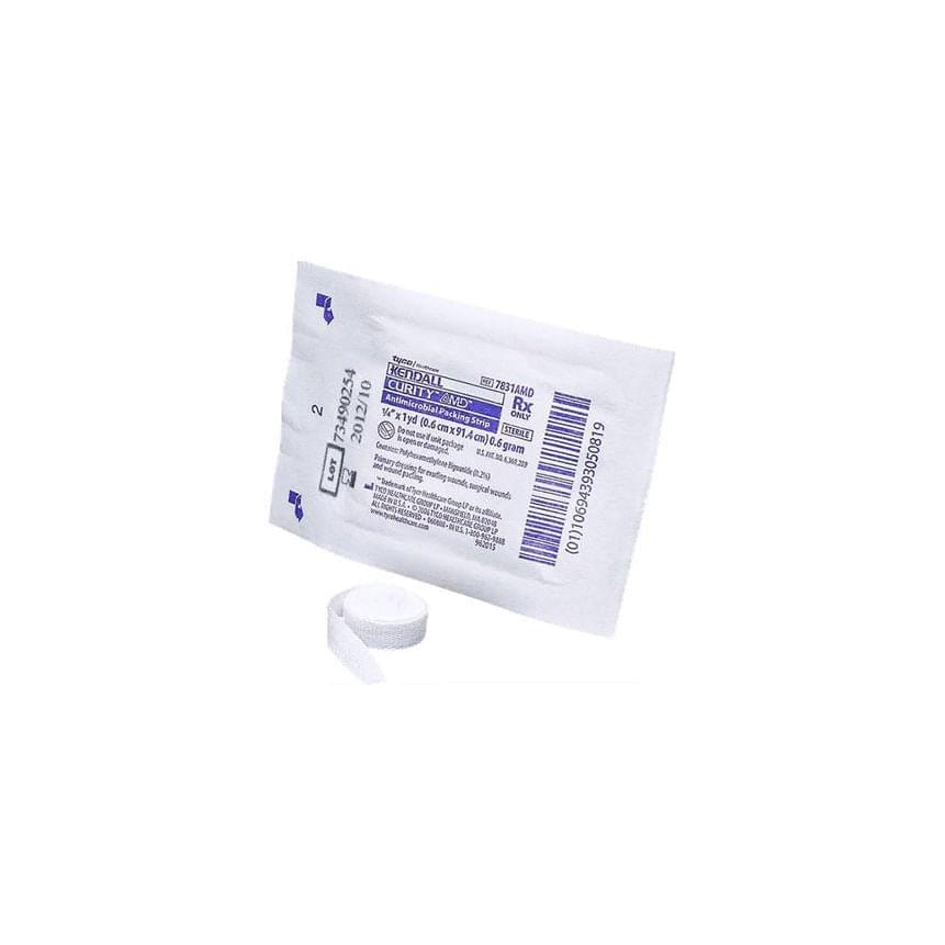 Curity Packing Strips With Phmb, Antimicrobial, Sterile 1" X 3yrd, 10 each/box, 7833AMD - A Medi Supplies