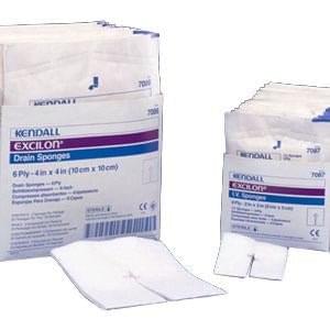 Excilon Non - woven Drain Gauze Sponge 4" X 4" 6 - ply Sterile Poly/rayon T - slit Diamond, 25/Box, 7086 - A Medi Supplies