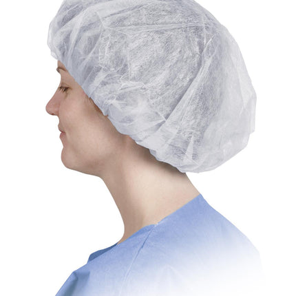 Medline Bouffant Cap, Spunbonded, 24'' (61cm), White, 500/CS, CRI1003