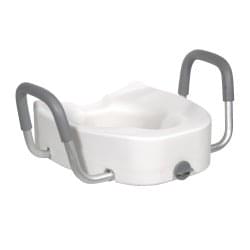 Drive Medical Premium Plastic Raised Toilet Seat with Lock and Padded Armrests, Elongated, 1 Each, 12013 - A Medi Supplies