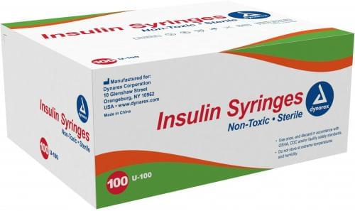 Dynarex Syringe & Needle Insulin 0.5cc 27g X 0.5 In 100/box 5 Boxes/case 6945 - A Medi Supplies