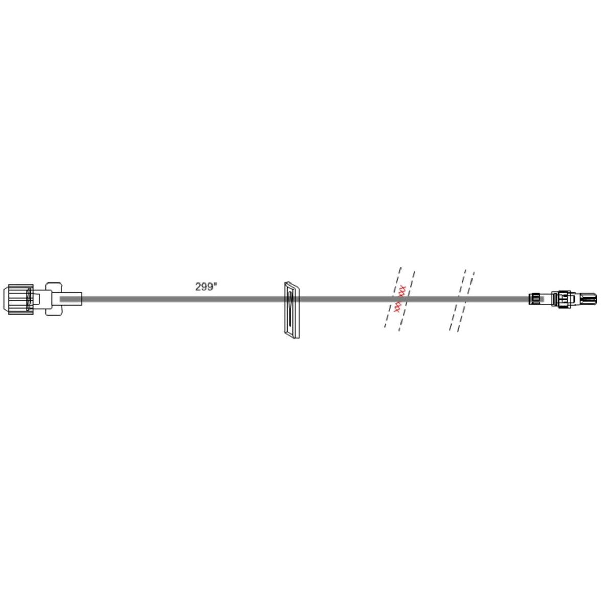 ICU Medical 300" (762 cm) Appx 8.5 mL, Smallbore Ext Set, Clamp, Rotating Luer, 50 each/case B2092 - A Medi Supplies