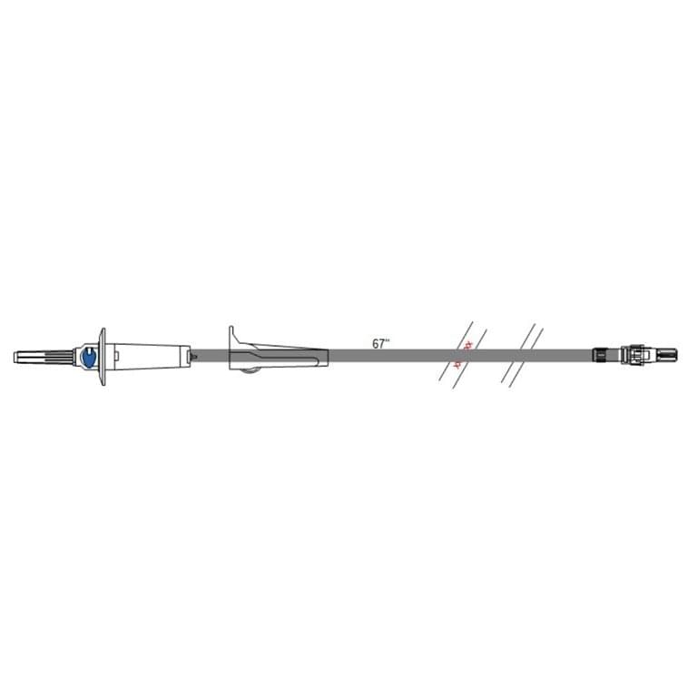 ICU Medical 72" (183 cm) Appx 8.7 ml, 20 Drop Admin Set w/15 Micron Filter, Rotating Luer 50 each/box B3000 - 58 - A Medi Supplies