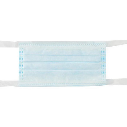 Medline Level-1 Tie-On Face Mask, Blue, 50/BX, 10 box/Case, NON27600