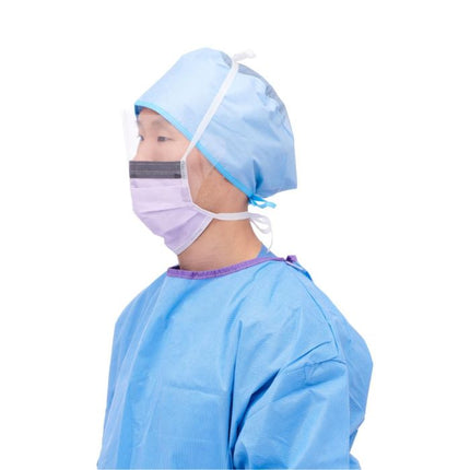 Medline Level-3 Tie-On Surgical Face Mask with Faceshield, Blue, 25/BX, NON27410