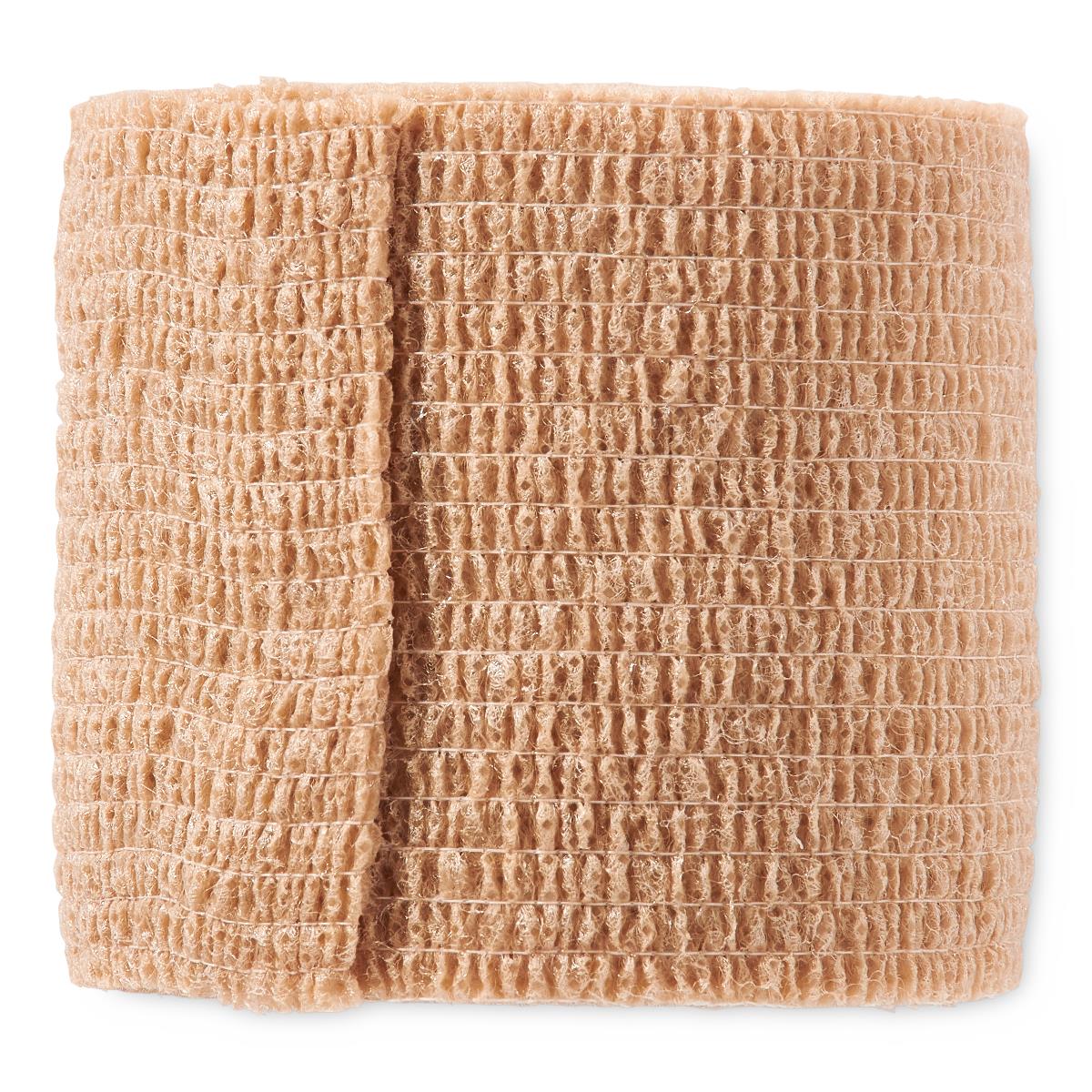 Medline Caring Cohesive Tan Latex Bandage, Latex - Free, 2" x 5 yd. (5.1 cm x 4.6 m), 36/Case, PRM088002 - A Medi Supplies