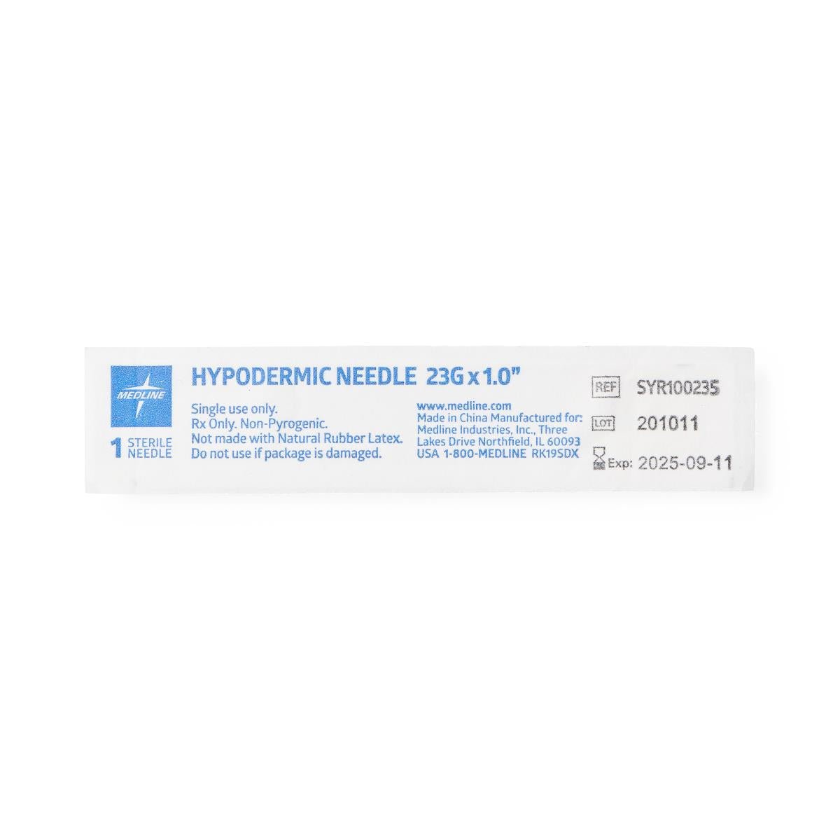 Medline Standard Hypodermic Needle, 23 G x 1" (2.54 cm), Deep Blue, 1000/CS, SYR100235 - A Medi Supplies