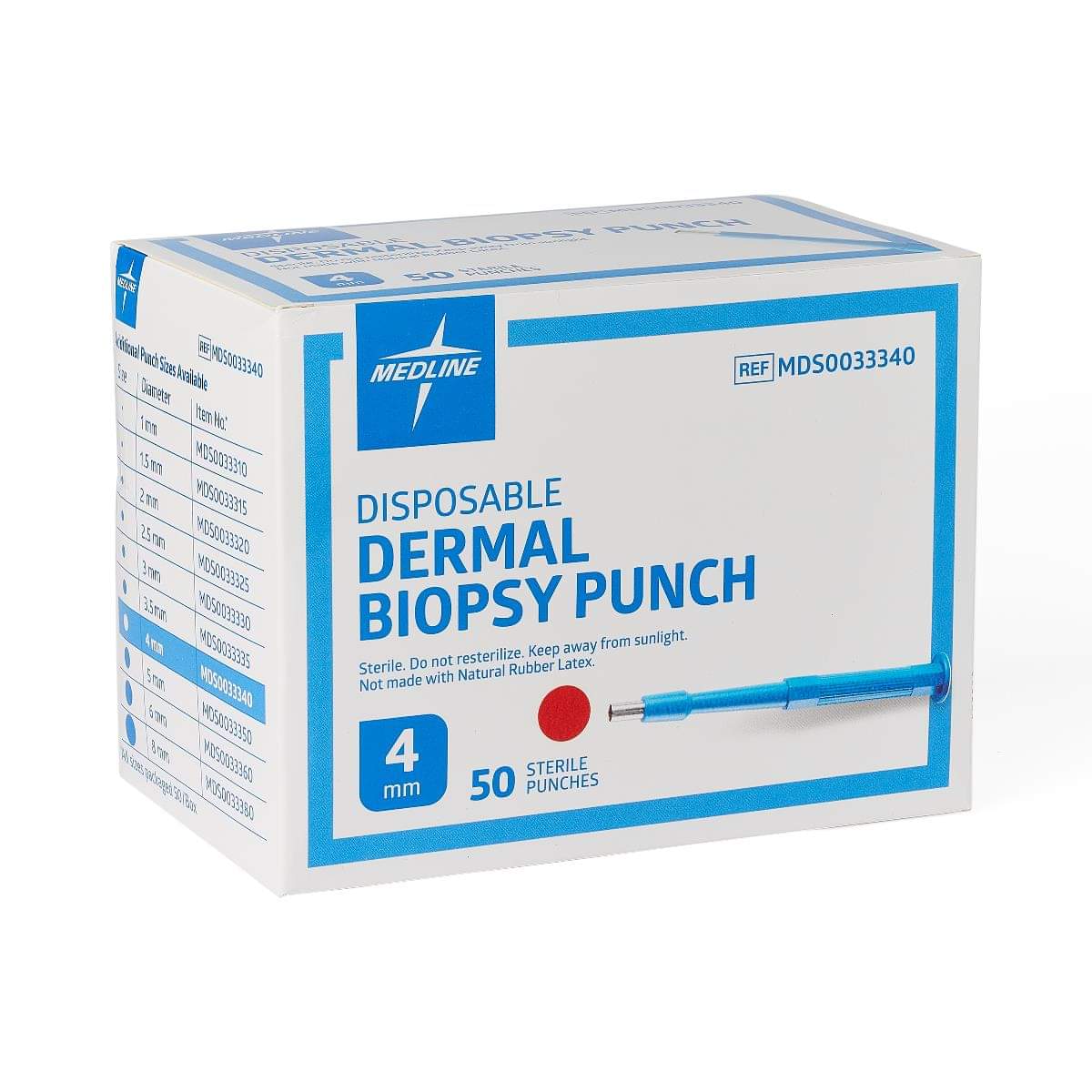 Medline Sterile Biopsy Punch, Diameter 4 mm, 50/BX, MDS0033340B - A Medi Supplies