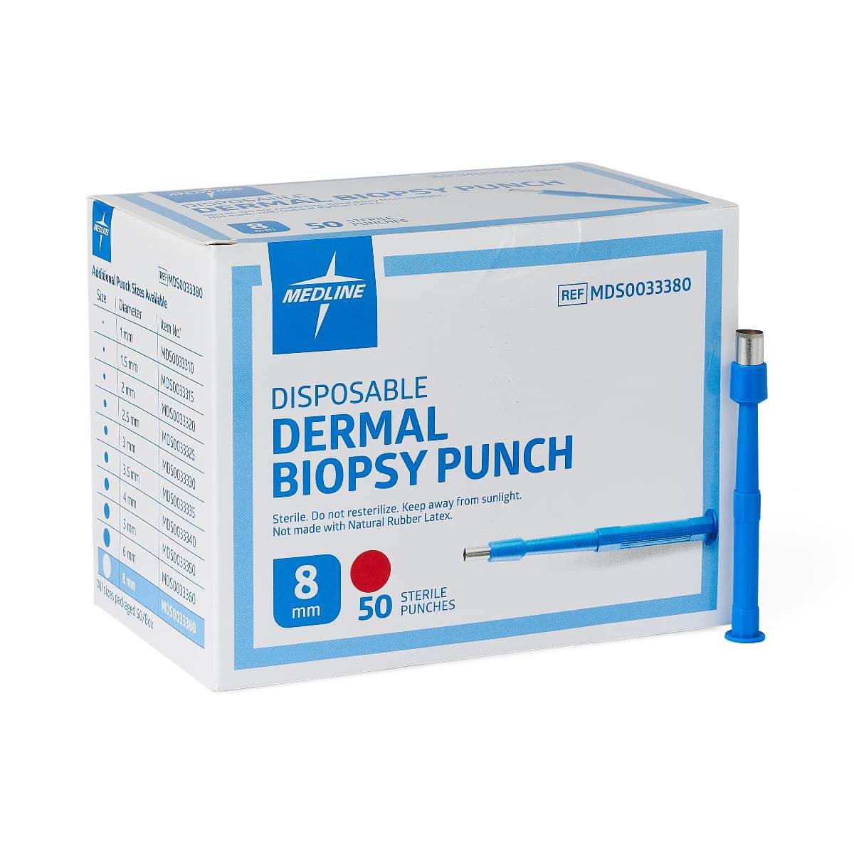 Medline Sterile Biopsy Punch, Diameter 8 mm, 50/BX, MDS0033380B - A Medi Supplies