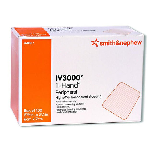 Smith & Nephew IV3000 1 Hand Catheter Dressing, Moisture Responsive 9cm x 7cm, 100 each/box, 4006