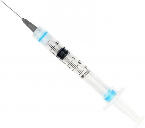 Sol - M Syringe & Needle 3cc 22g X 1in L/l Sol - care Safety Retract 100/box 8 Box/case 100085IM - A Medi Supplies