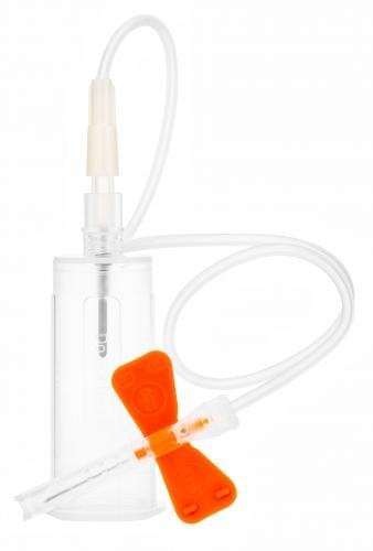 Sol - M Needle Hypo 25g X 3/4in X 12in Safety Blood Coll W/holder 25/box 8 box/case 110201030010 - A Medi Supplies
