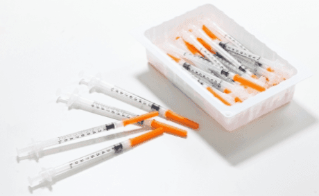Sol - M Syringe & Needle 1cc 25g X 1in Fixed Safety Tray 25/box 10 box/case 100088IM - A Medi Supplies