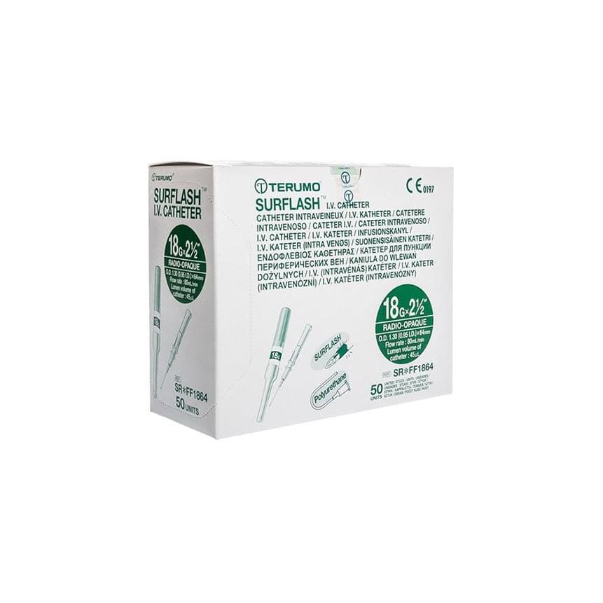 Terumo Surflash IV Catheter Green 18GA x 2 - 1/2", 50 each/box, 4 box/case SR - FF1864 / SRFF1864 - A Medi Supplies