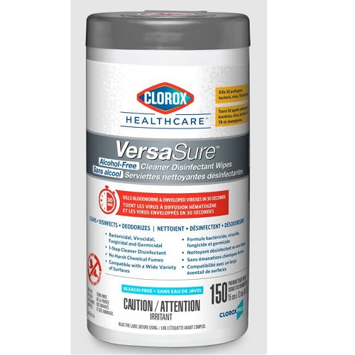 Clorox VersaSure® Alcohol-Free Cleaner Disinfectant Wipes, 150 ct. canister (15 cm x 13 cm), 01686