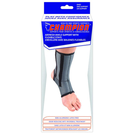 Airway Champion Airmesh Medium Ankle Support W/ Stays Large (8 3/4" - 9 3/4") Charcoal Latex-free, 1 Each, 0463-L
