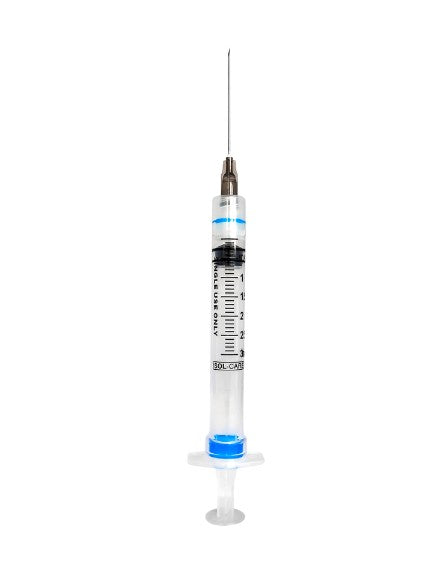 Sol-M Syringe & Needle 3cc 22g X 1.5in Detach Safety Sol-care 100/box 8 Box/case 100076IM