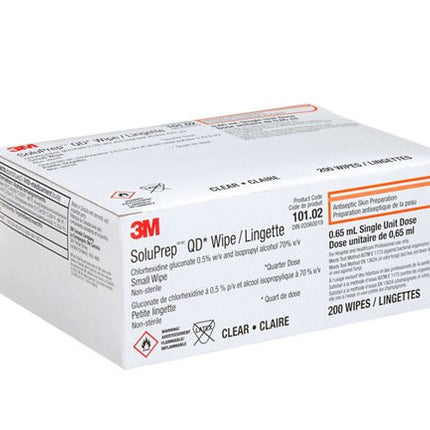 3M (Solventum) 3M™ SoluPrep™ Wipe, Small, Clear 0.5% CHG / 70% IPA, 200 each/box, 10102 / 101.02