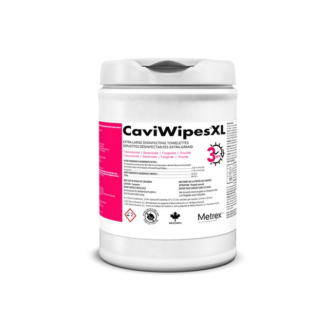 Metrex CaviWipes™ Surface Disinfectanting Wipe, W9" x L12" XL, 65 Wipes/Can, 12 Canister/Case, 11-1150